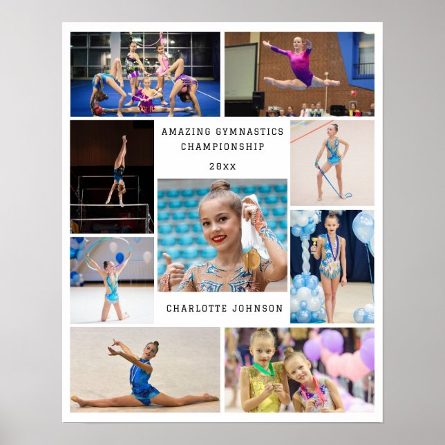 Gymnastics 9 Photo Collage Personalised Poster (Front)