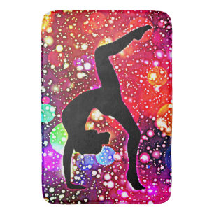 Gymnastics Abstract Bubble Dot Handstand Pose Bath Mat