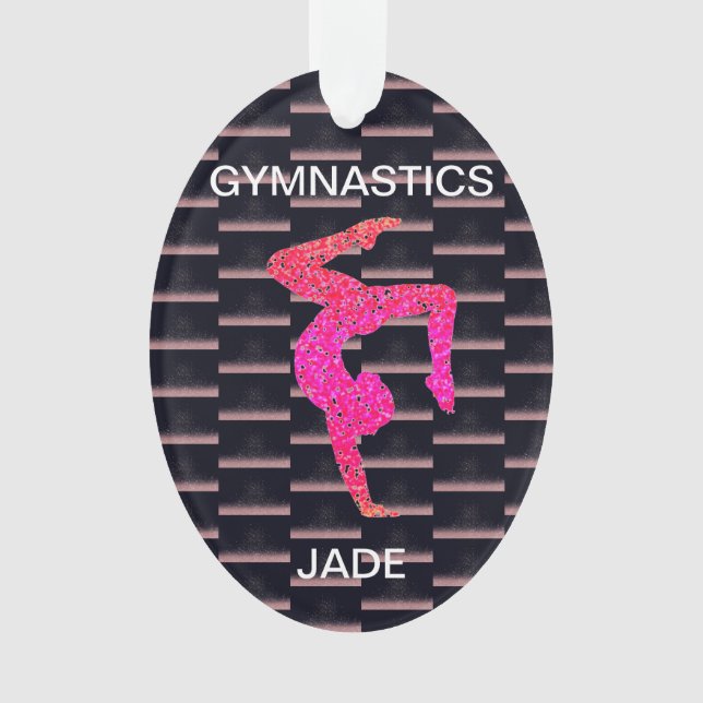 Gymnastics acrylic ornament personalised. (Front)