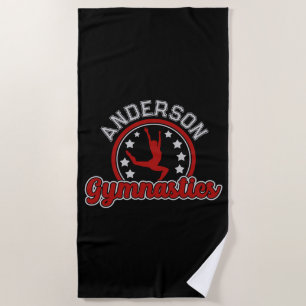 Gymnastics ADD NAME Gymnast Vault Floor Athlete  Beach Towel