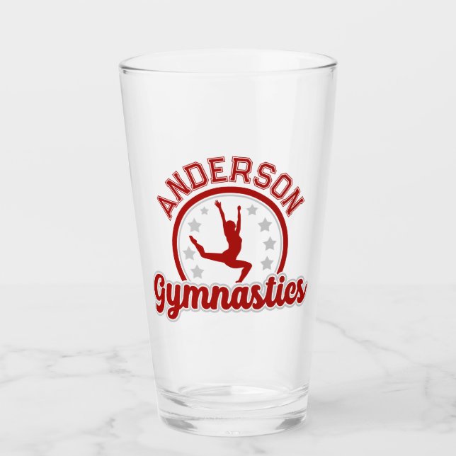 Gymnastics ADD NAME Gymnast Vault Floor Athlete Glass (Front)