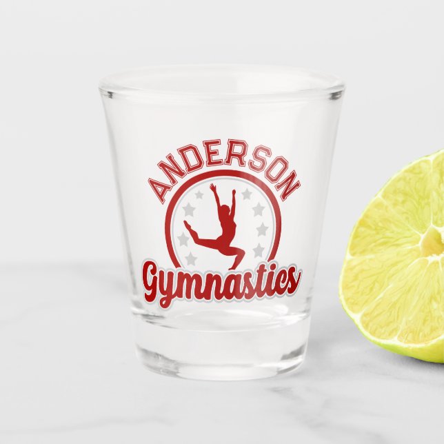 Gymnastics ADD NAME Gymnast Vault Floor Athlete Shot Glass (Front)