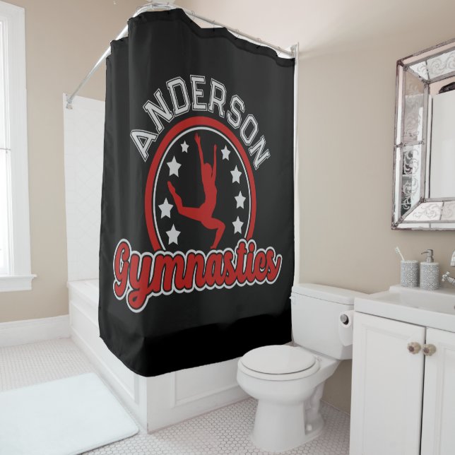 Gymnastics ADD NAME Gymnast Vault Floor Athlete Shower Curtain (In Situ)