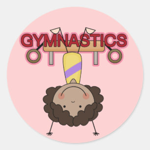 GYMNASTICS - African American Girl Handstands Classic Round Sticker