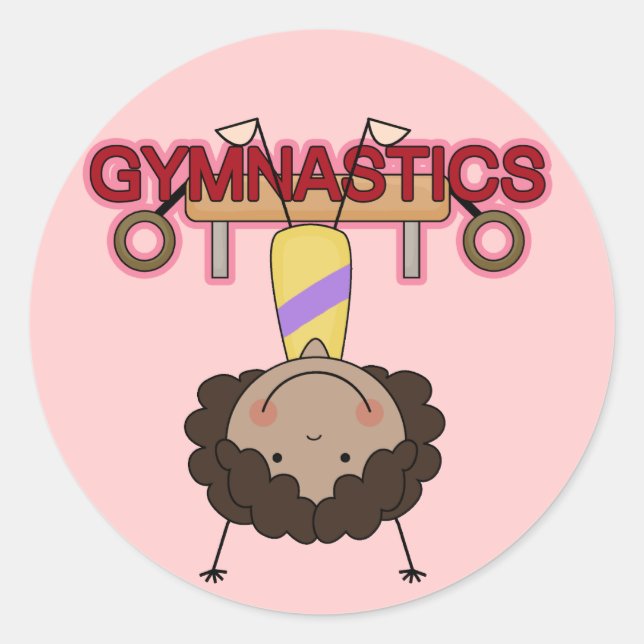 GYMNASTICS - African American Girl Handstands Classic Round Sticker (Front)