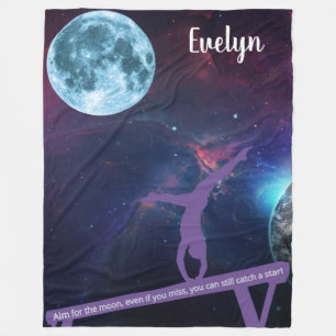 Gymnastics Aim for the Moon   Fleece Blanket