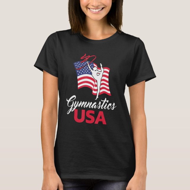 Gymnastics American Flag USA US Patriotic Gymnast T-Shirt (Front)