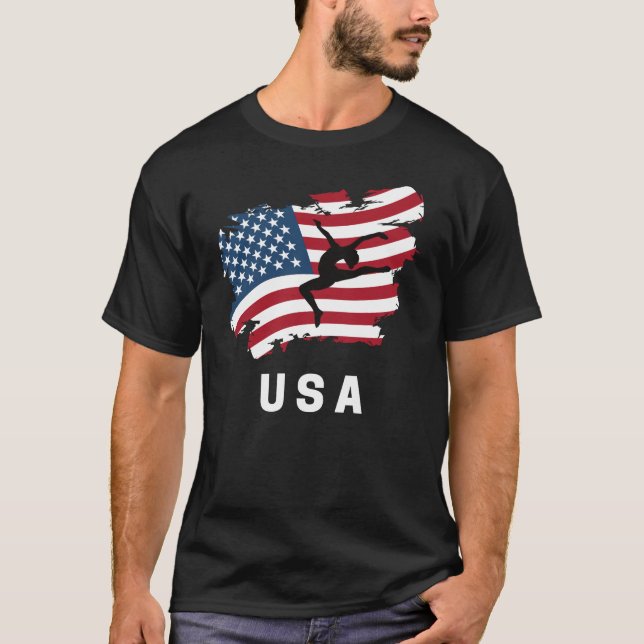 Gymnastics American USA Flag T-Shirt (Front)