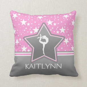Gymnastics Among the Stars in Pink with YOUR NAME Cushion