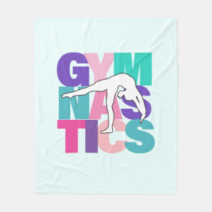 Gymnastics Back Bend Art in Pink, Purple & Teals Fleece Blanket