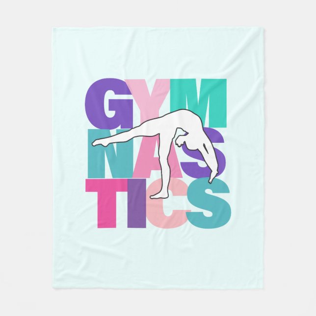 Gymnastics Back Bend Art in Pink, Purple & Teals Fleece Blanket (Front)