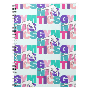 Gymnastics Back Bend Art in Pink, Purple & Teals Notebook