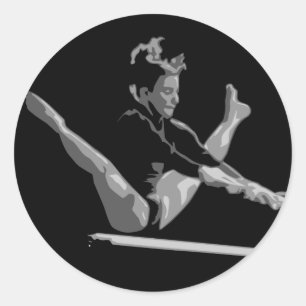 gymnastics balance beam classic round sticker