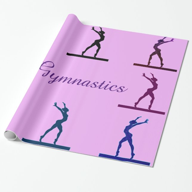 Gymnastics Balance Beam Light Purple Wrapping Paper (Unrolled)