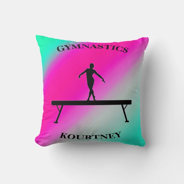 Gymnastics Balance Beam Mint and Fuchsia  Cushion (Front)