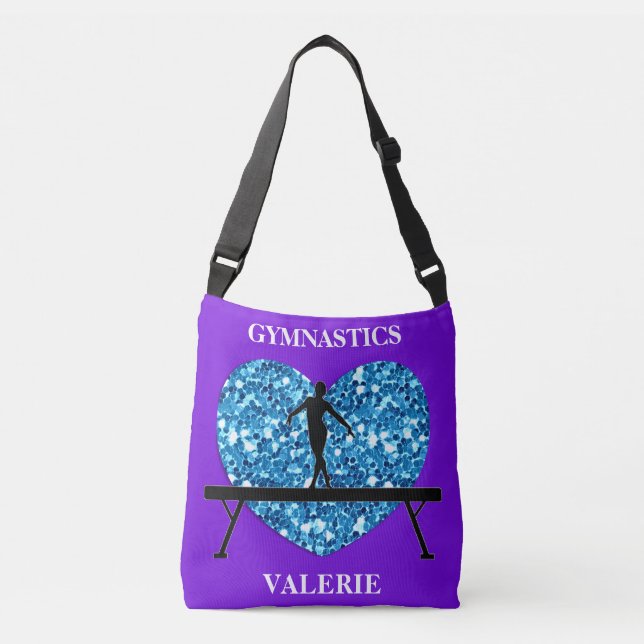 Gymnastics Balance Beam Purple Teal Crossbody Bag (Front)