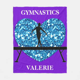 Gymnastics Balance Beam Purple Teal Fleece Blanket