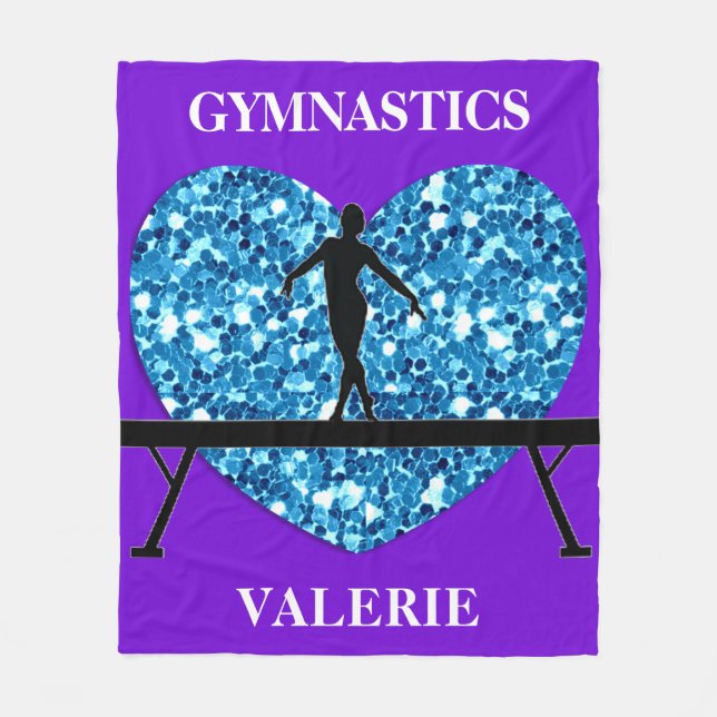Gymnastics Balance Beam Purple Teal Fleece Blanket (Front)