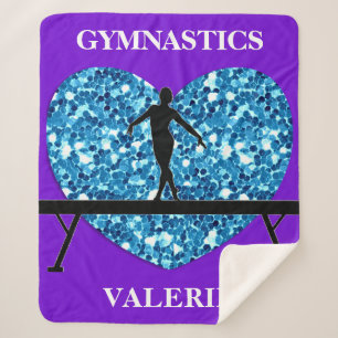 Gymnastics Balance Beam Purple Teal Sherpa Blanket