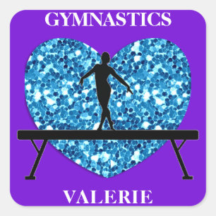 Gymnastics Balance Beam Purple Teal Square Sticker