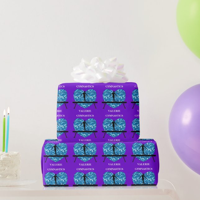 Gymnastics Balance Beam Purple Teal Wrapping Paper (Party Gifts)