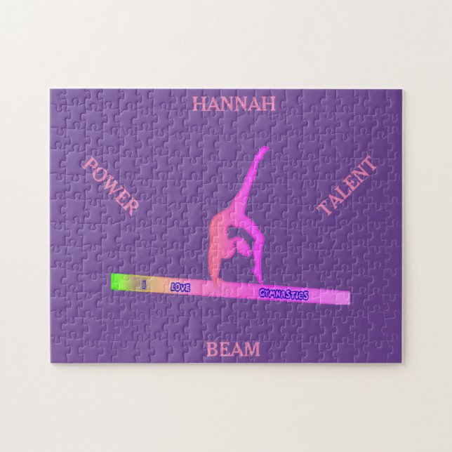 Gymnastics balance beam puzzle.  Personalised name Jigsaw Puzzle (Horizontal)