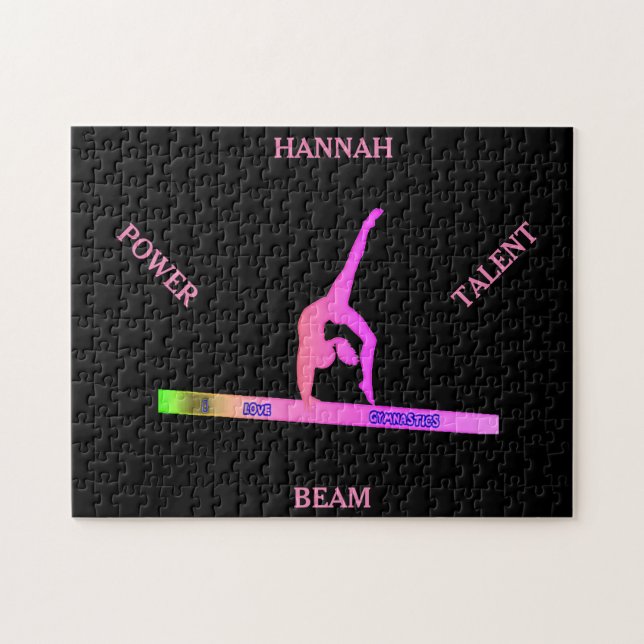 Gymnastics balance beam puzzle.  Personalised name Jigsaw Puzzle (Horizontal)