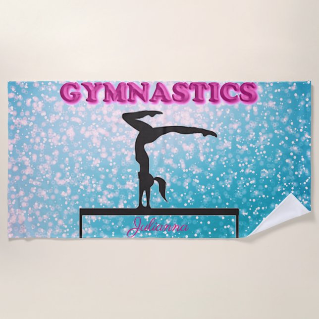 Gymnastics Balance Beam Sparkle  Beach Towel (Front)