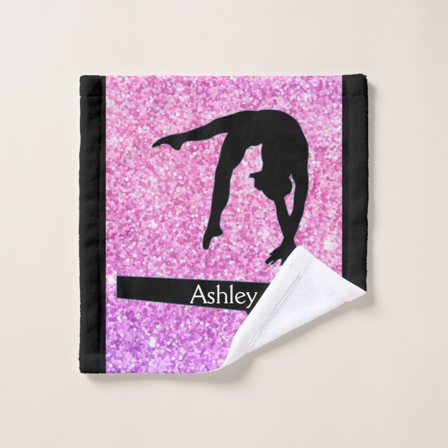 Gymnastics Balance Beam Sparkle Wash Cloth Towel (Wash Cloth)