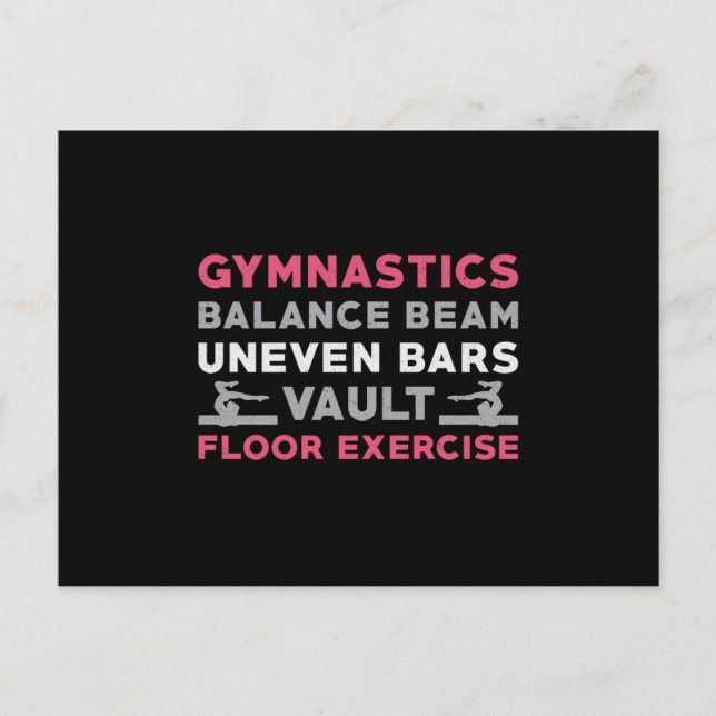 Gymnastics Balance Beam Uneven Bars Vault Gymnast Postcard (Front)