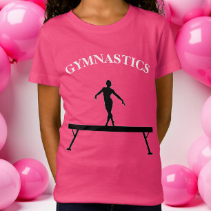 Gymnastics Balance Beam w/ Name Girls T-Shirt
