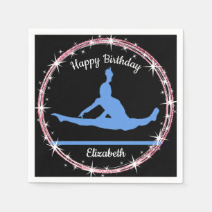 Gymnastics Bars Birthday in Blue and Black Napkin