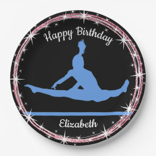Gymnastics Bars Birthday in Blue and Black Paper Plate