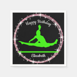 Gymnastics Bars Birthday in Lime Green and Black   Napkin