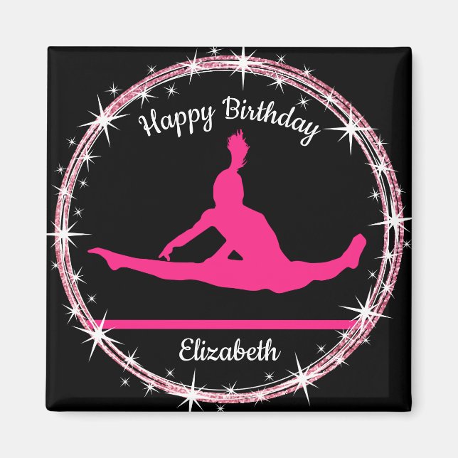 Gymnastics Bars Birthday in Pink and Black  Magnet (Front)