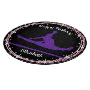 Gymnastics Bars Birthday in Purple and Black  Cutting Board