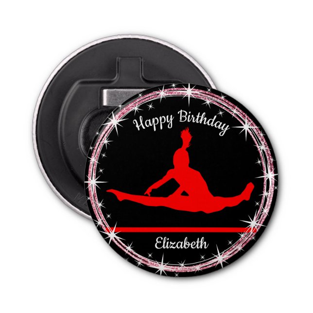 Gymnastics Bars Birthday in Red and Black    Bottle Opener (Front)