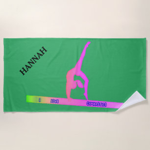 GYMNASTICS beach towel.  Personalised name. Beach Towel