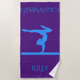 Gymnastics beach towel.  Personalised name. Beach Towel