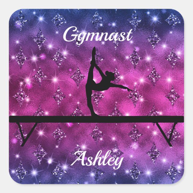Gymnastics Beam Glam     Square Sticker (Front)