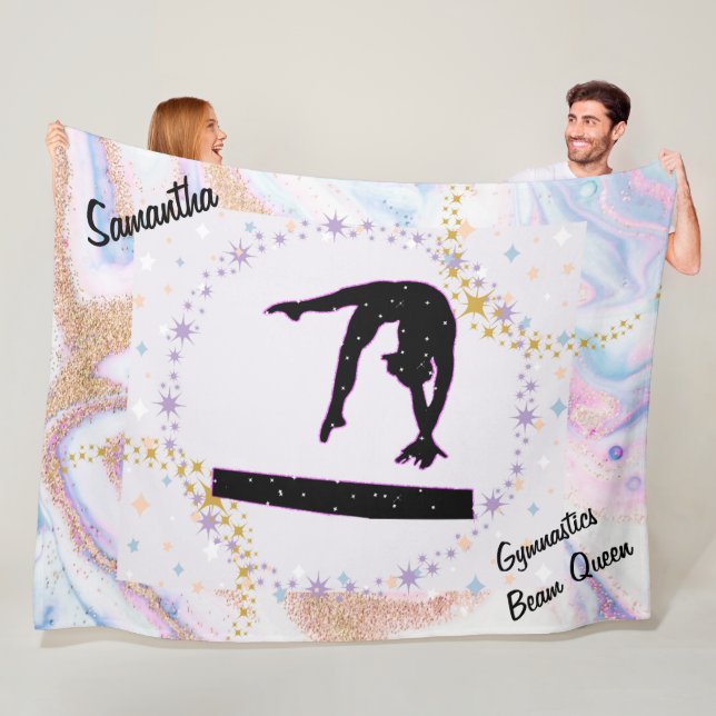 Gymnastics Beam Queen Glitter Watercolor Abstract Fleece Blanket (In Situ)