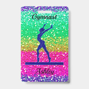 Gymnastics Beam Sparkle ID Badge