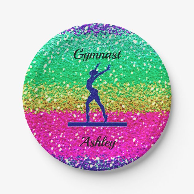 Gymnastics Beam Sparkle    Paper Plate (Front)