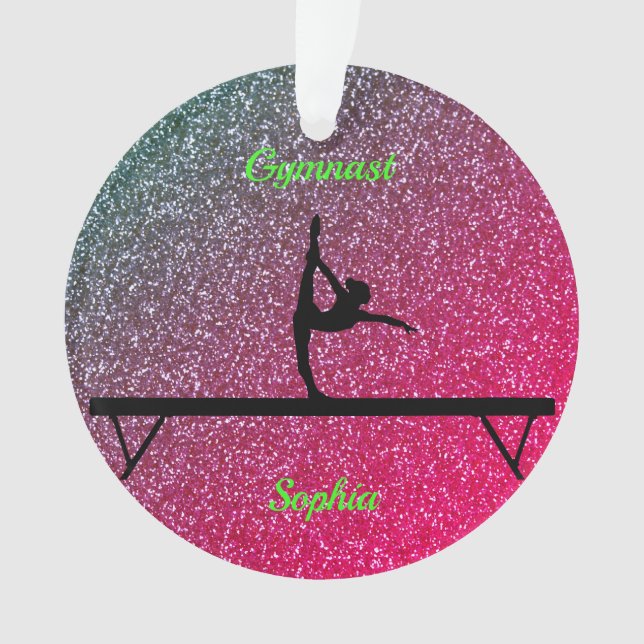 Gymnastics Beam Watermelon Sparkle Ornament (Front)