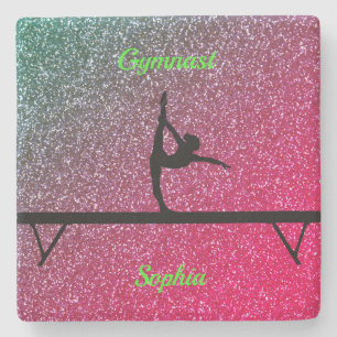 Gymnastics Beam Watermelon Sparkle Stone Coaster