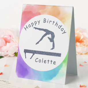 Gymnastics Birthday Balance Beam Watercolor Splash