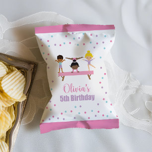 Gymnastics birthday chip bag wrapper