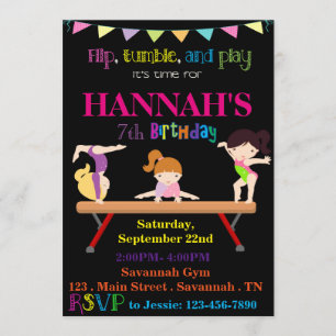 Gymnastics Birthday Invitation