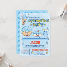 Gymnastics Birthday Invitation Boy