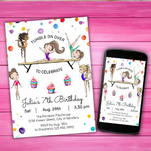 Gymnastics Birthday Invitation   Gymnastics Party